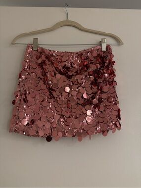 Edikted Pink Sparkly Mini Skirt XS